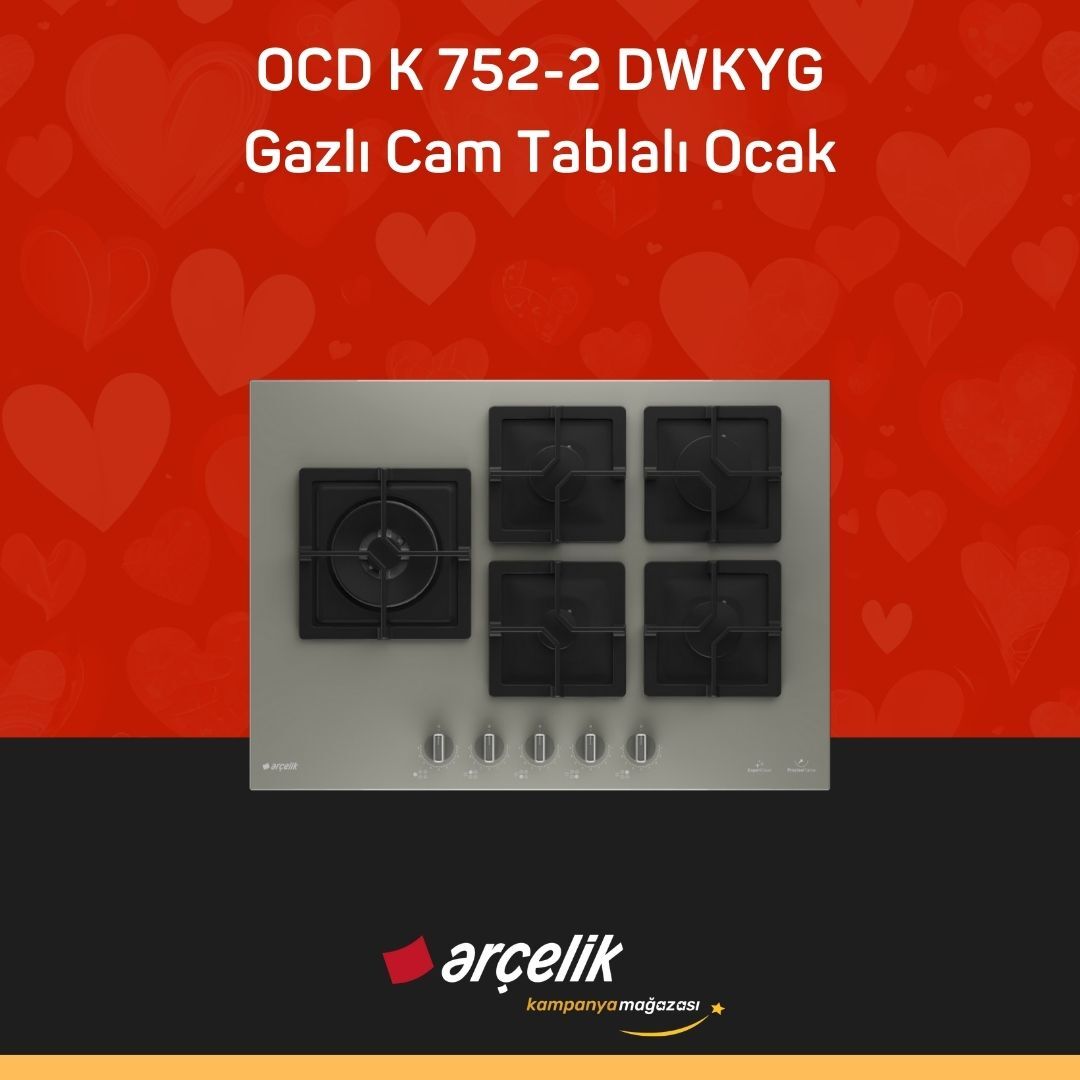 ARÇELİK OCD K 752-2 DWKYG Gazlı Cam Tablalı Ocak