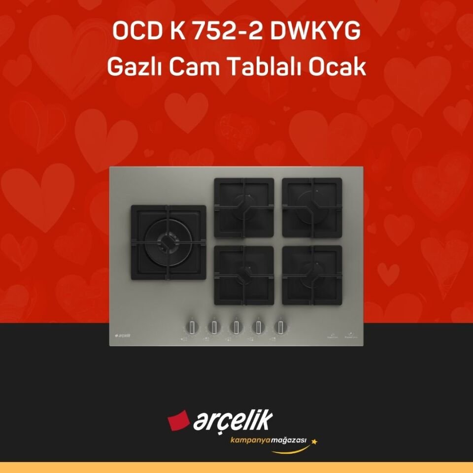 ARÇELİK OCD K 752-2 DWKYG Gazlı Cam Tablalı Ocak