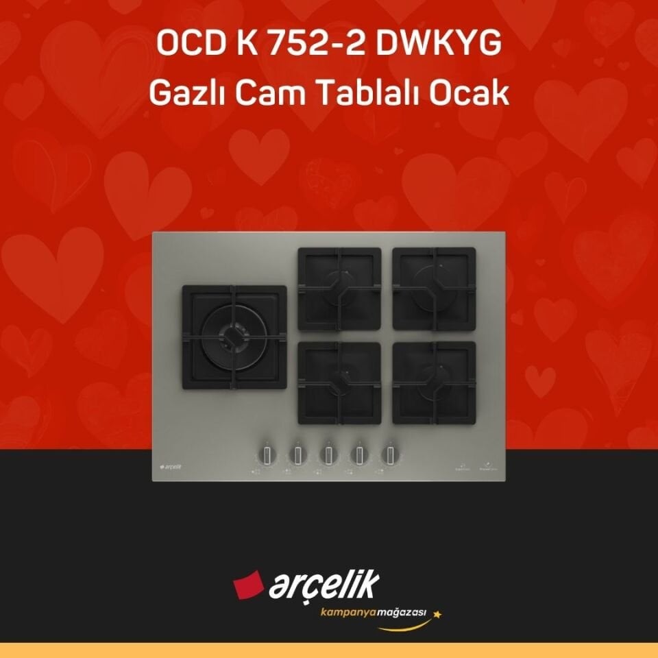ARÇELİK OCD K 752-2 DWKYG Gazlı Cam Tablalı Ocak