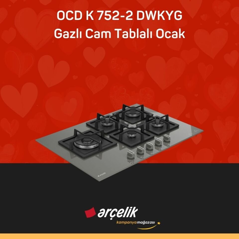 ARÇELİK OCD K 752-2 DWKYG Gazlı Cam Tablalı Ocak