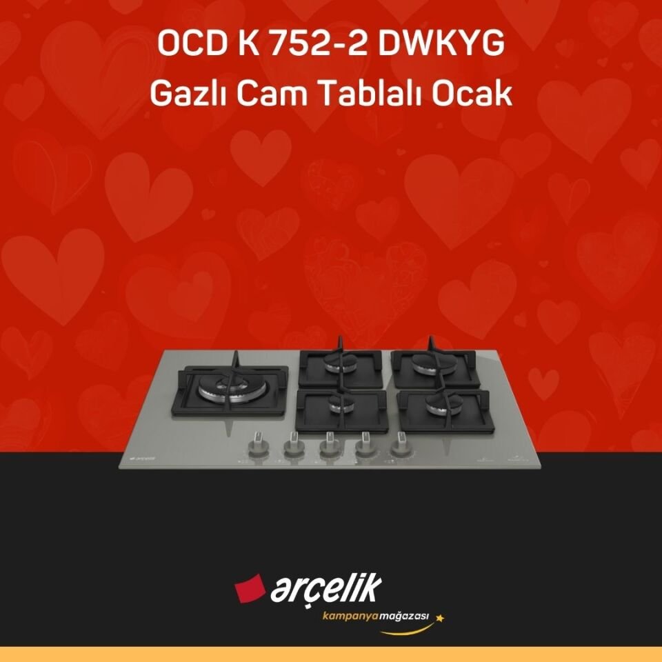 ARÇELİK OCD K 752-2 DWKYG Gazlı Cam Tablalı Ocak