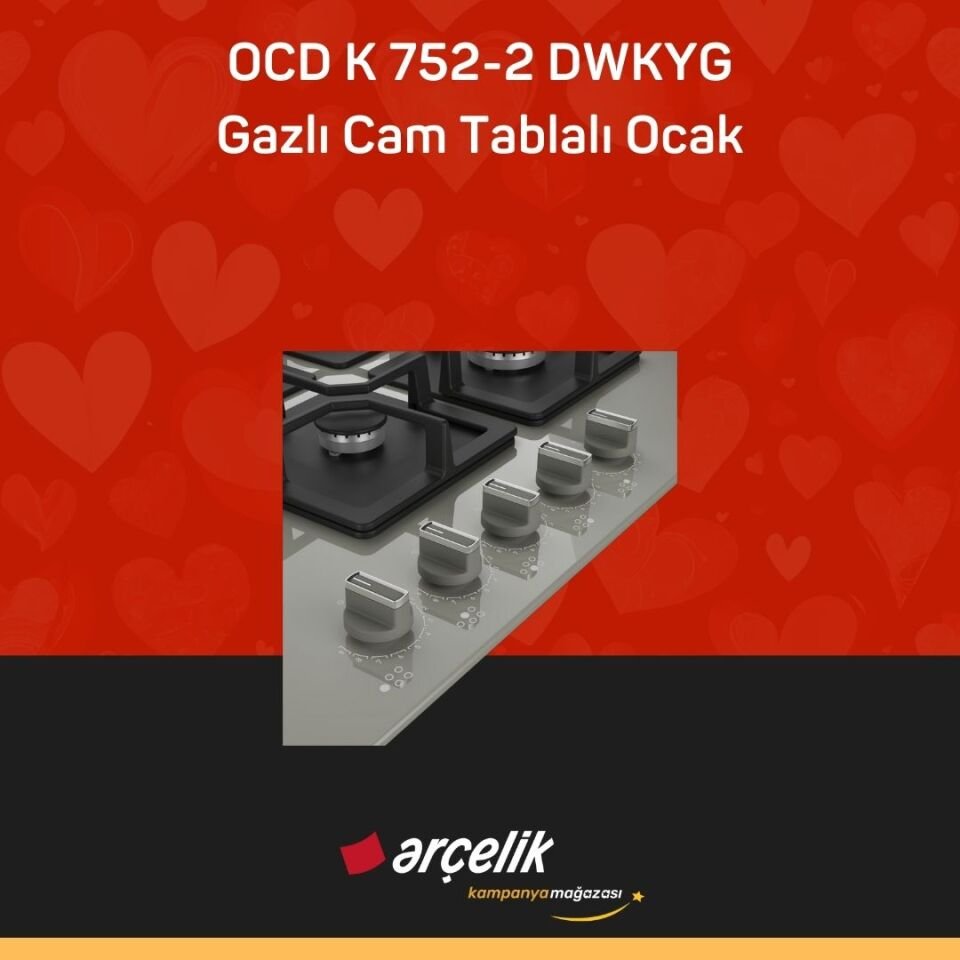 ARÇELİK OCD K 752-2 DWKYG Gazlı Cam Tablalı Ocak