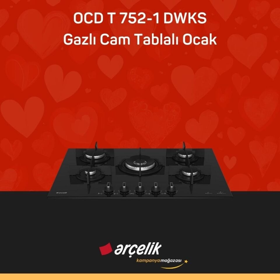 ARÇELİK OCD T 752-1 DWKS Gazlı Cam Tablalı Ocak