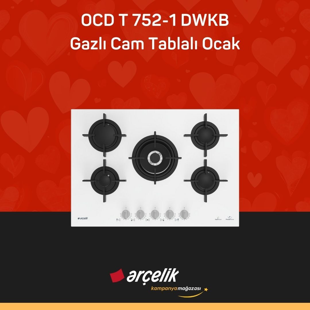 ARÇELİK OCD T 752-1 DWKB Gazlı Cam Tablalı Ocak