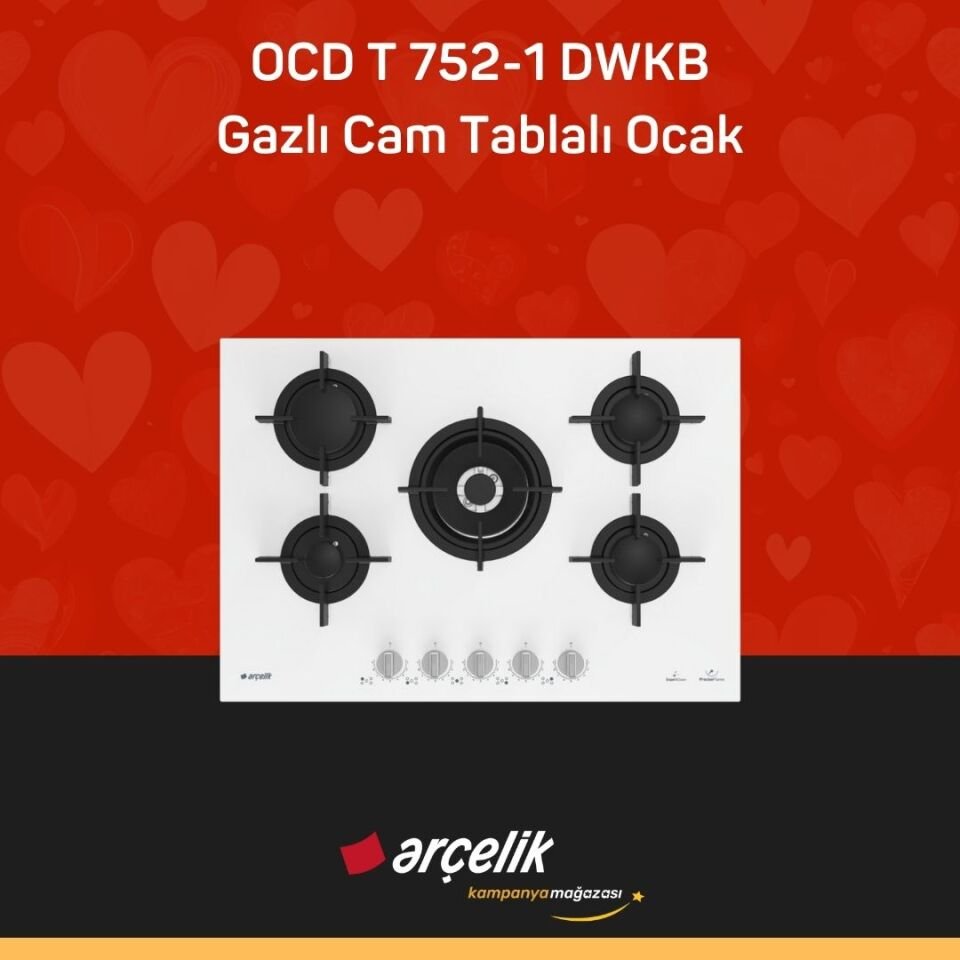 ARÇELİK OCD T 752-1 DWKB Gazlı Cam Tablalı Ocak
