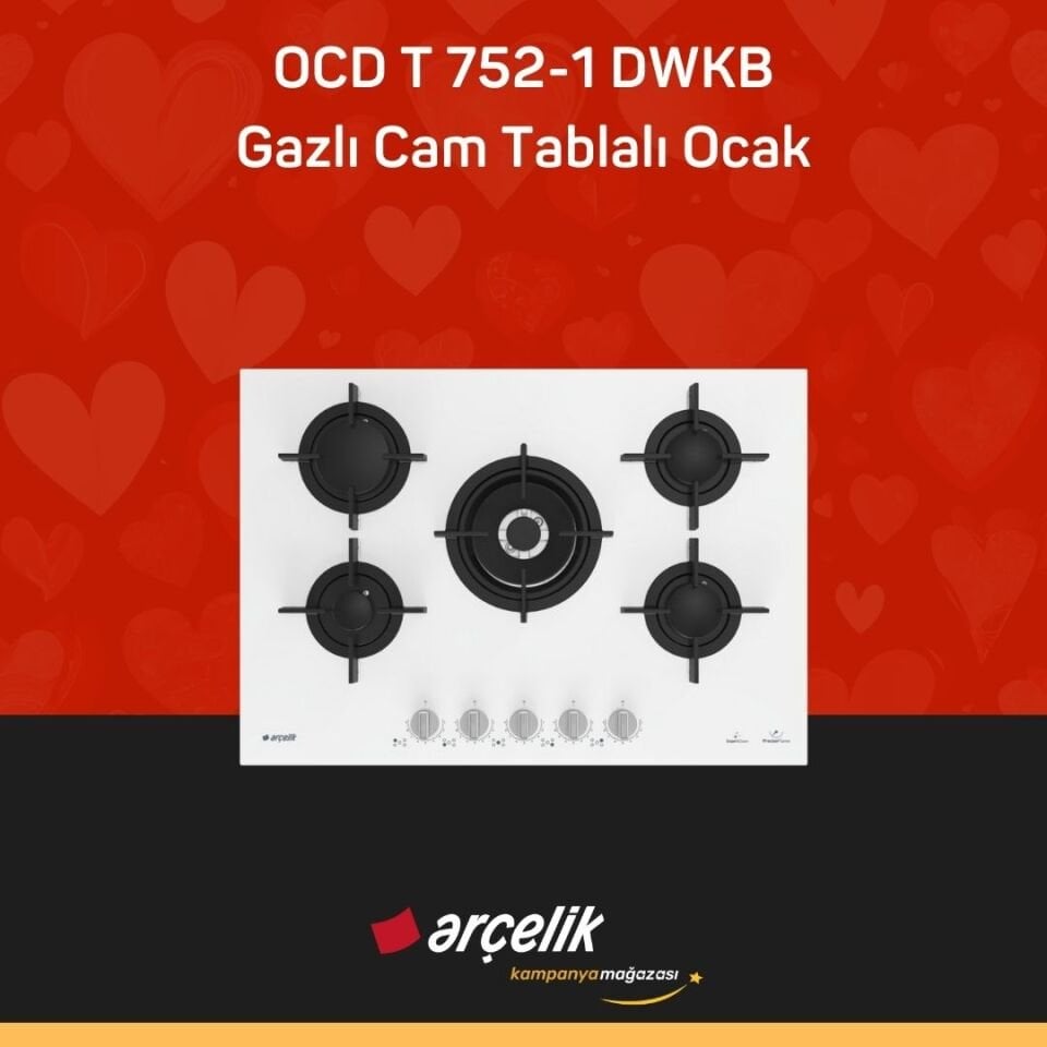 ARÇELİK OCD T 752-1 DWKB Gazlı Cam Tablalı Ocak