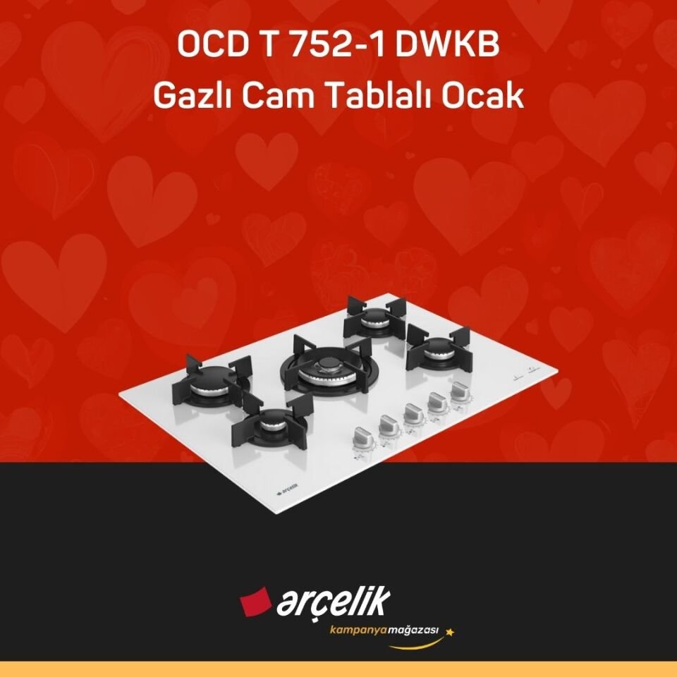 ARÇELİK OCD T 752-1 DWKB Gazlı Cam Tablalı Ocak