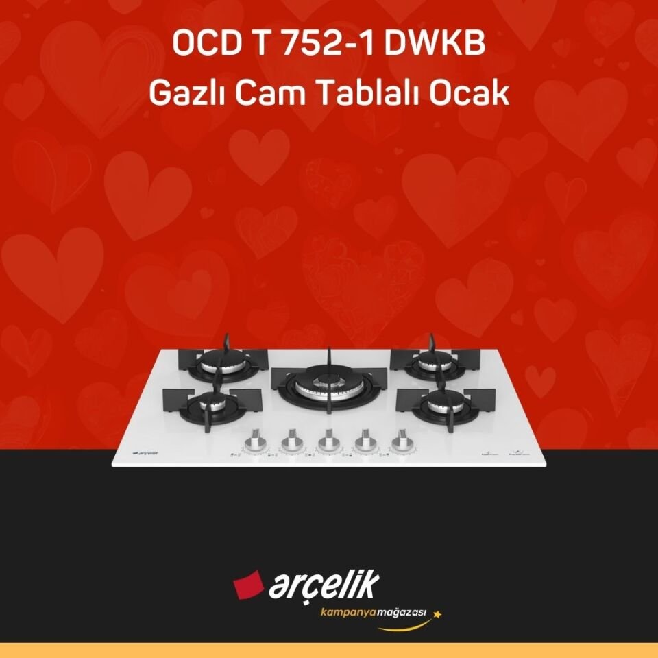 ARÇELİK OCD T 752-1 DWKB Gazlı Cam Tablalı Ocak