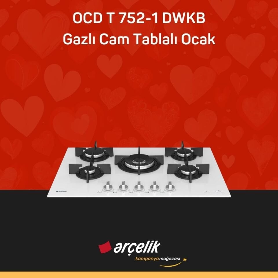 ARÇELİK OCD T 752-1 DWKB Gazlı Cam Tablalı Ocak