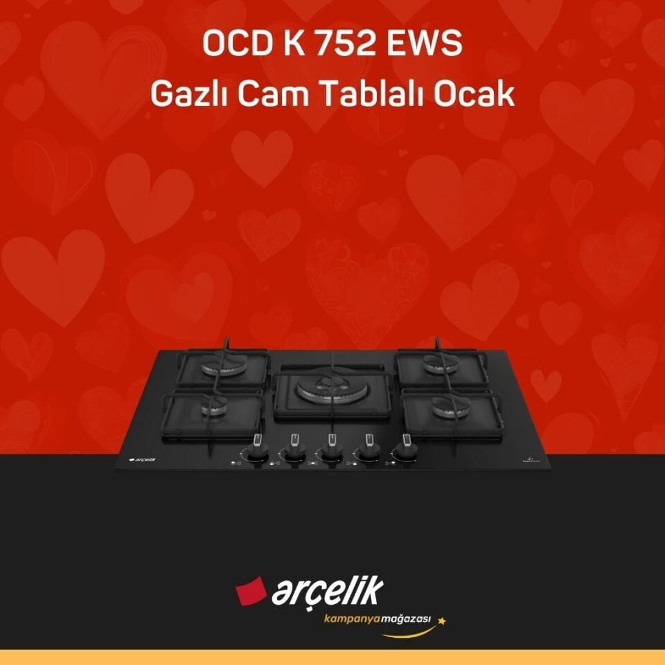 ARÇELİK OCD K 752 EWS Gazlı Cam Tablalı Ocak