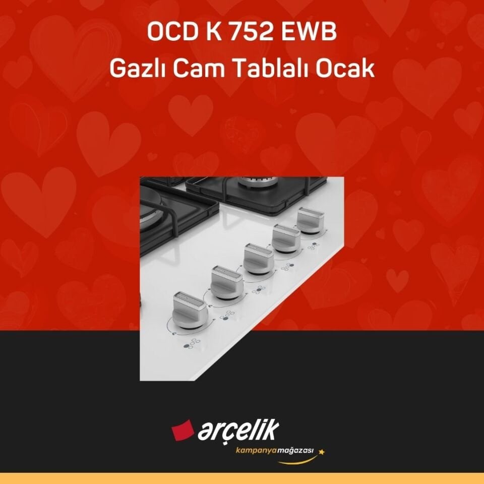 ARÇELİK OCD K 752 EWB Gazlı Cam Tablalı Ocak