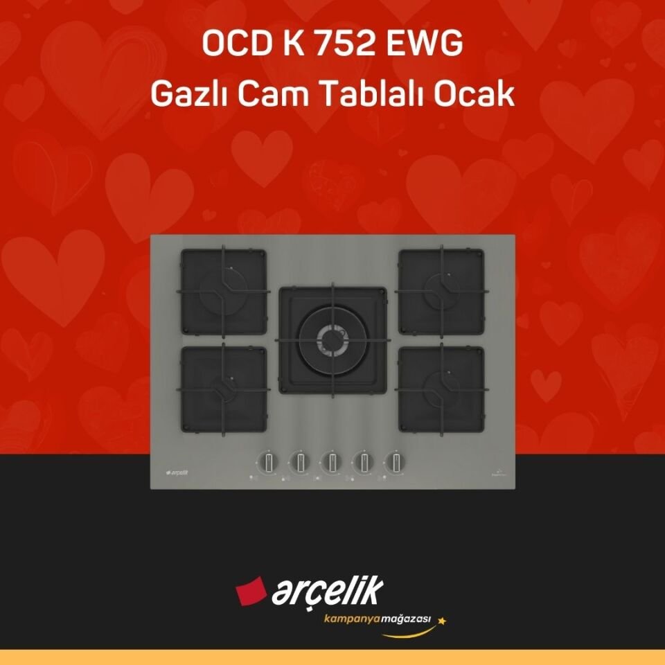 ARÇELİK OCD K 752 EWG Gazlı Cam Tablalı Ocak