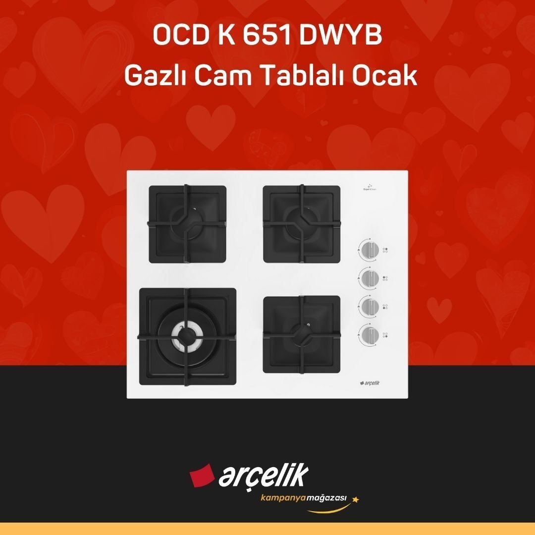 ARÇELİK OCD K 651 DWYB Gazlı Cam Tablalı Ocak