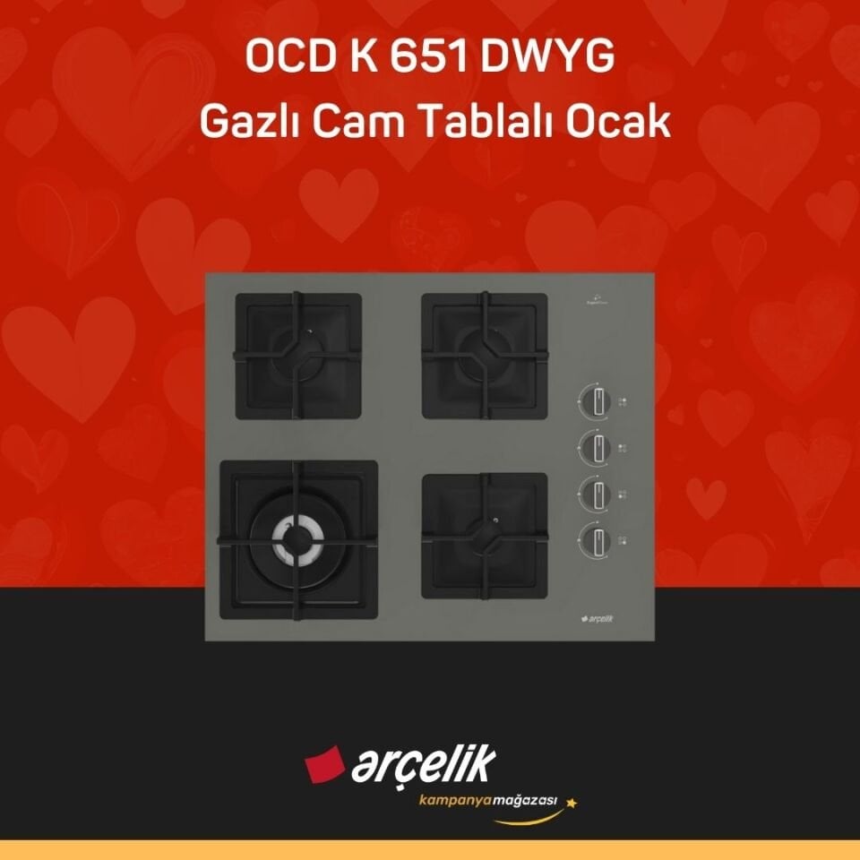 ARÇELİK OCD K 651 DWYG Gazlı Cam Tablalı Ocak