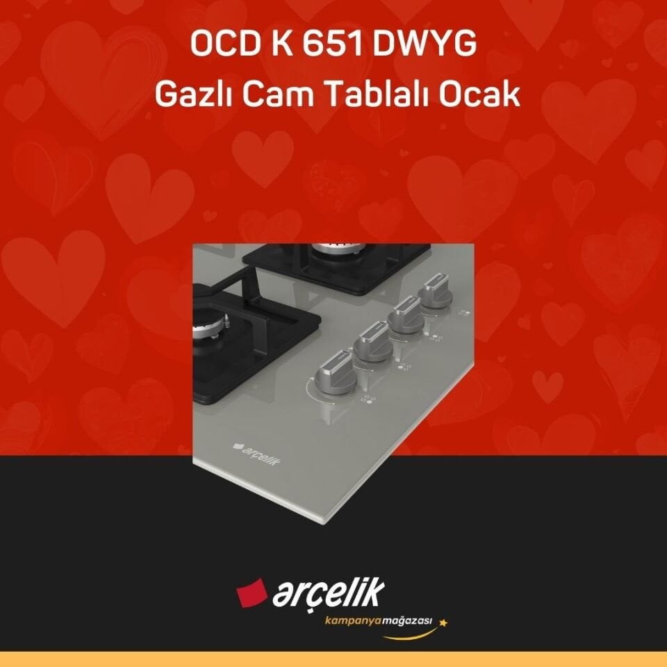 ARÇELİK OCD K 651 DWYG Gazlı Cam Tablalı Ocak