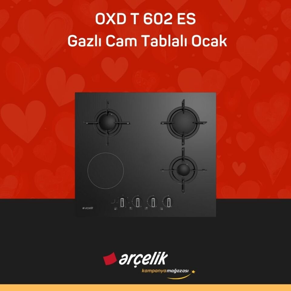 ARÇELİK OXD T 602 ES Fibona Serisi Gazlı Cam Tablalı Ocak