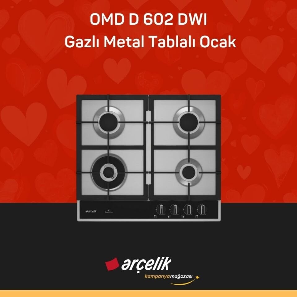 ARÇELİK OMD D 602 DWI Gazlı Metal Tablalı Ocak