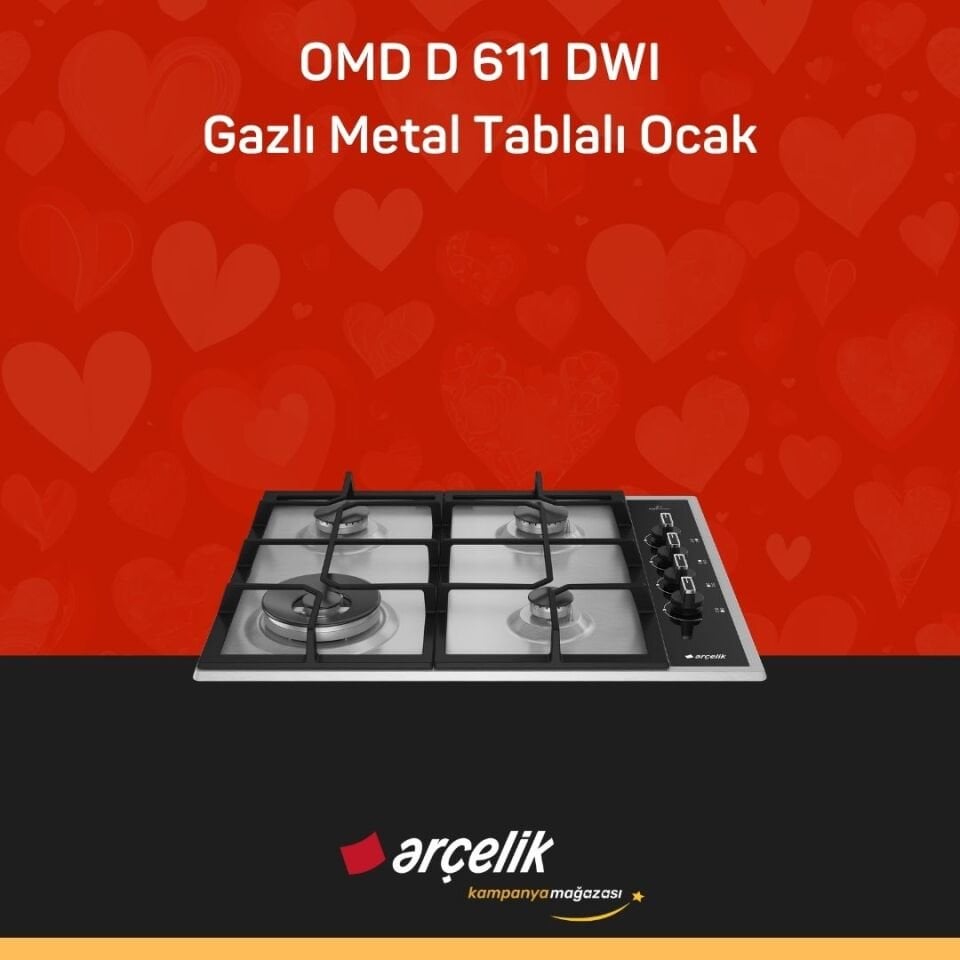 ARÇELİK OMD D 611 DWI Gazlı Metal Tablalı Ocak
