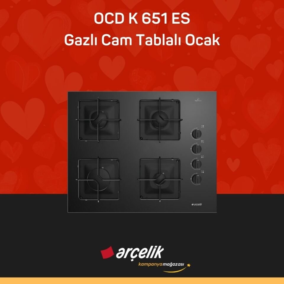 ARÇELİK OCD K 651 ES Gazlı Cam Tablalı Ocak
