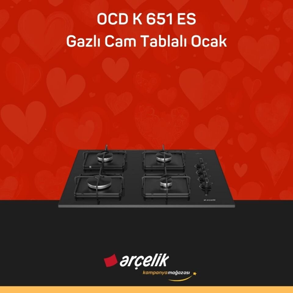 ARÇELİK OCD K 651 ES Gazlı Cam Tablalı Ocak