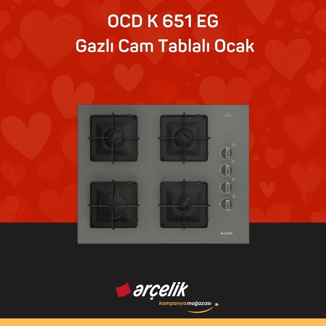ARÇELİK OCD K 651 EG Gazlı Cam Tablalı Ocak