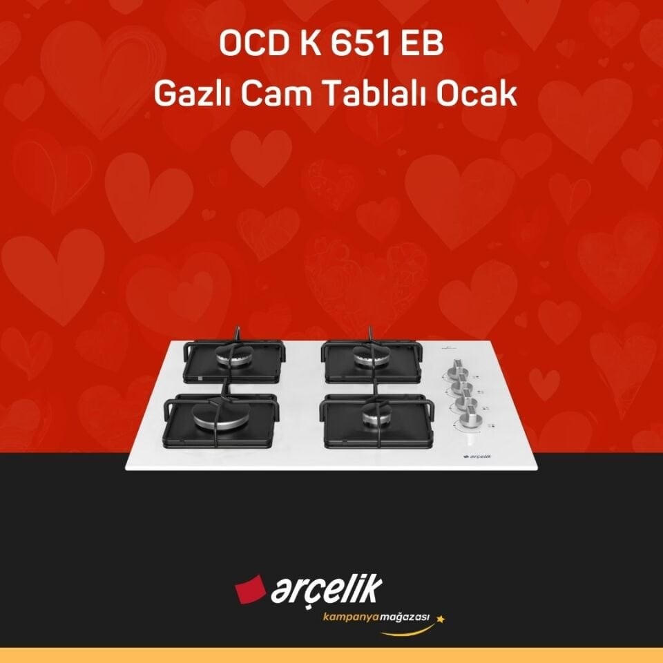 ARÇELİK OCD K 651 EB Gazlı Cam Tablalı Ocak