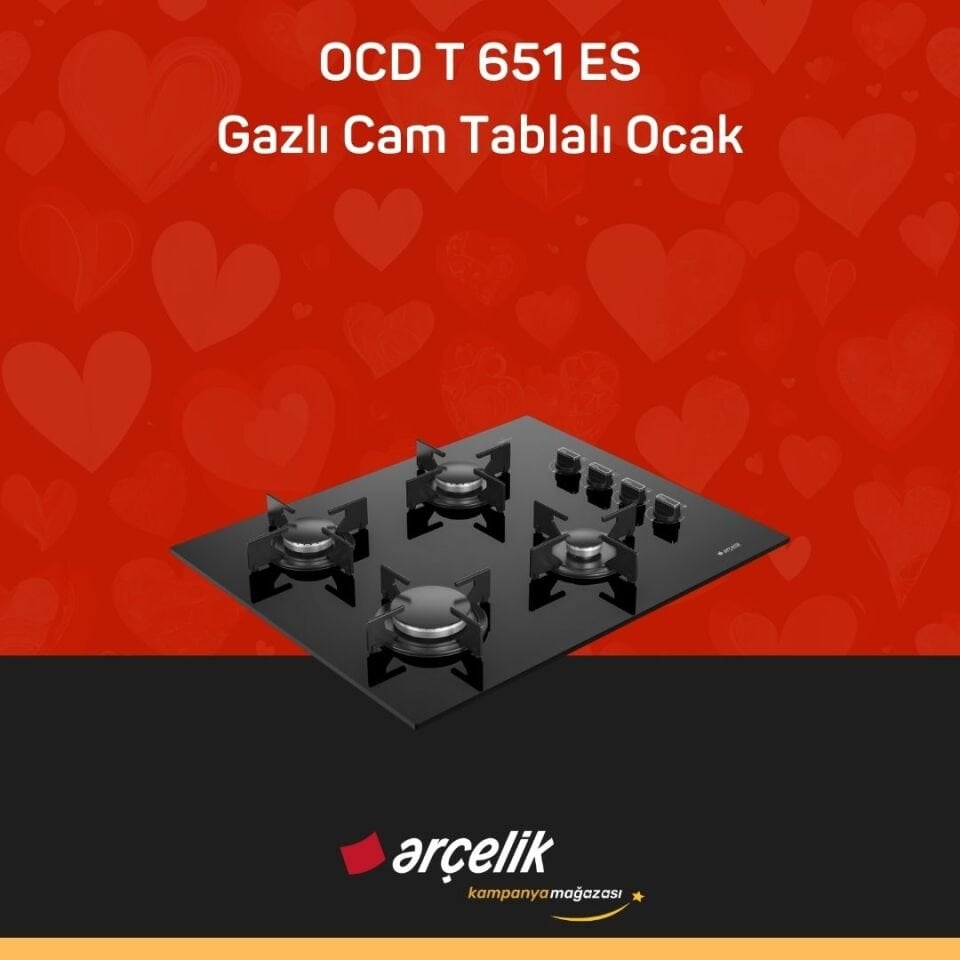 ARÇELİK OCD T 651 ES Fibona Serisi Gazlı Cam Tablalı Ocak