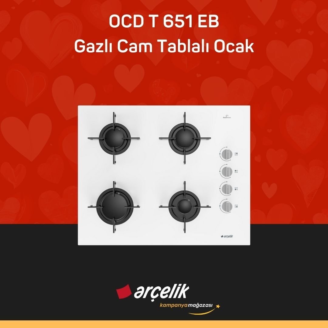 ARÇELİK OCD T 651 EB Fibona Serisi Gazlı Cam Tablalı Ocak