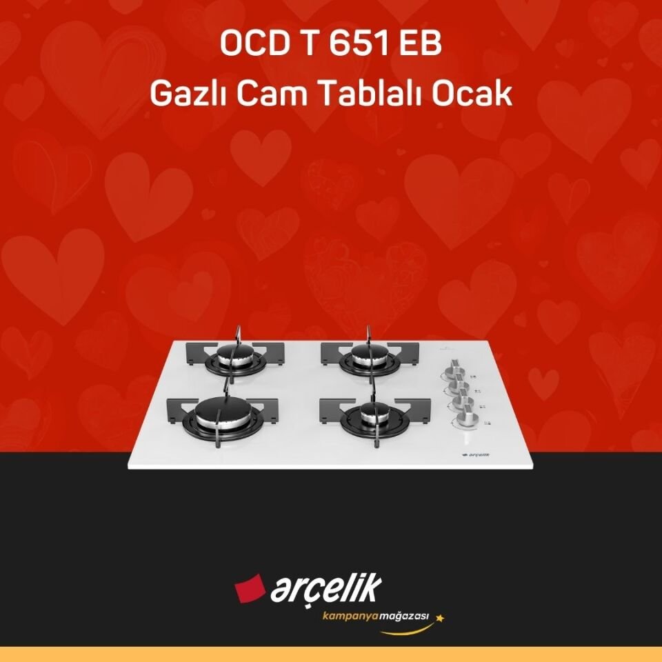 ARÇELİK OCD T 651 EB Fibona Serisi Gazlı Cam Tablalı Ocak