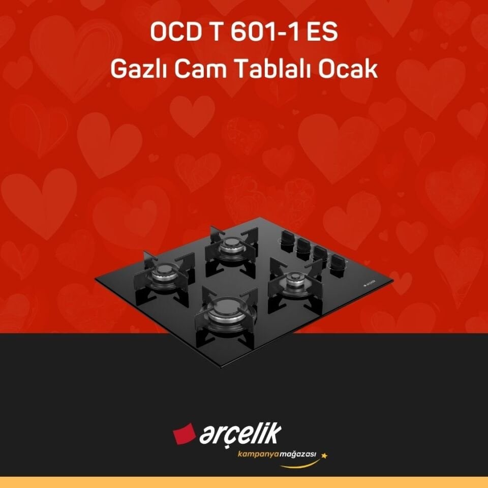 ARÇELİK OCD T 601-1 ES Gazlı Cam Tablalı Ocak