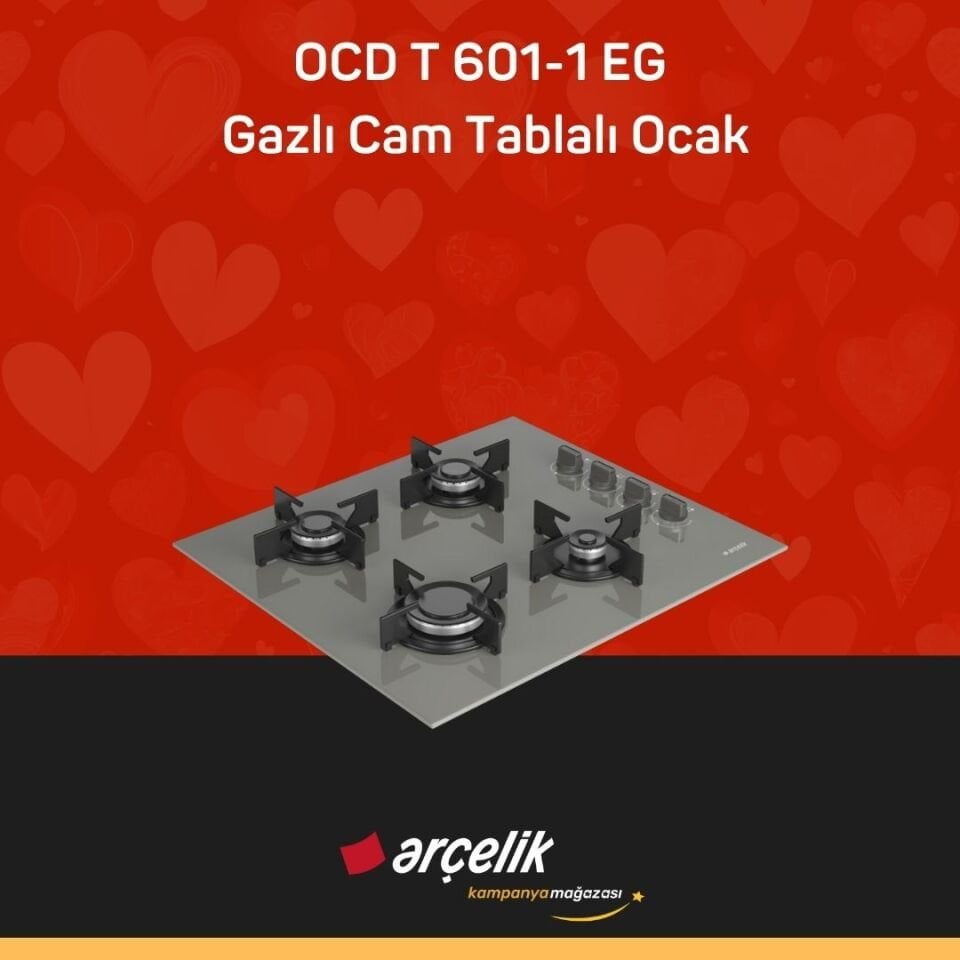 ARÇELİK OCD T 601-1 EG Gazlı Cam Tablalı Ocak
