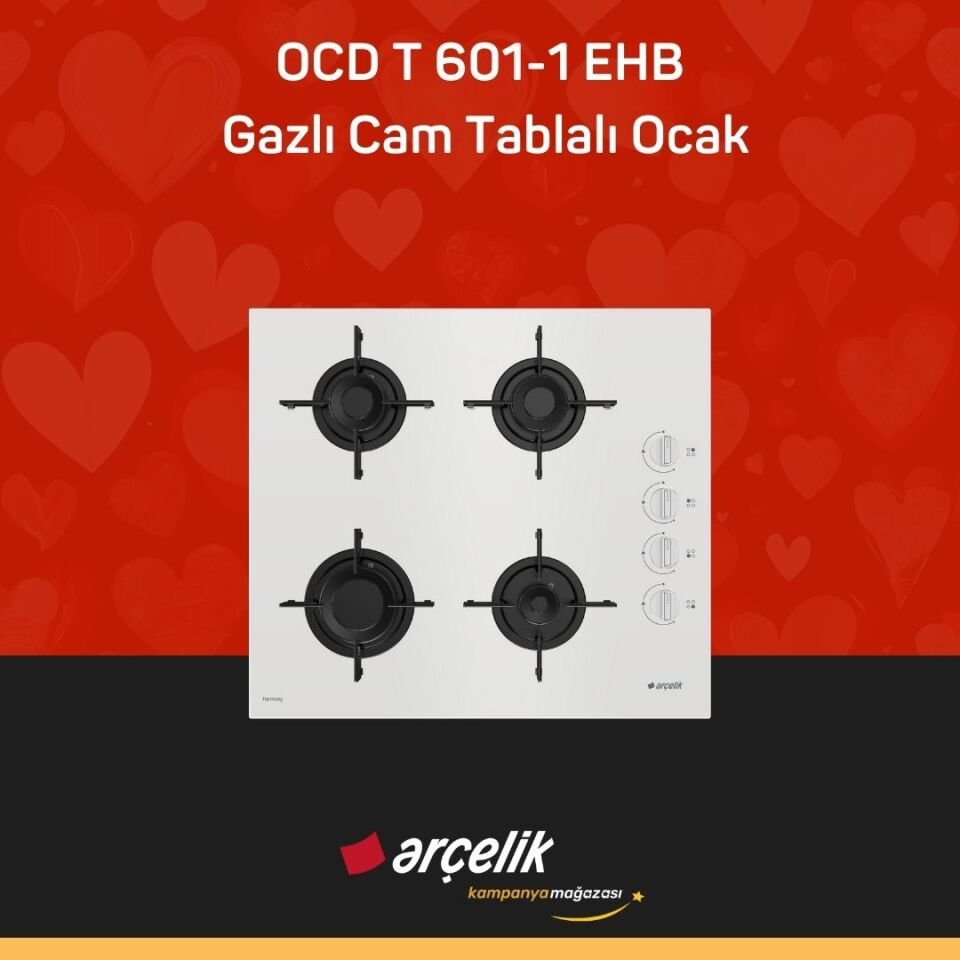 ARÇELİK OCD T 601-1 EHB Gazlı Cam Tablalı Ocak