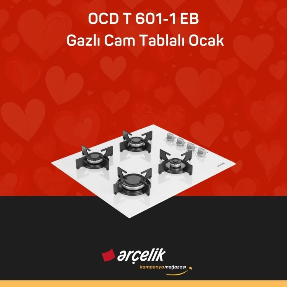 ARÇELİK OCD T 601-1 EB Gazlı Cam Tablalı Ocak