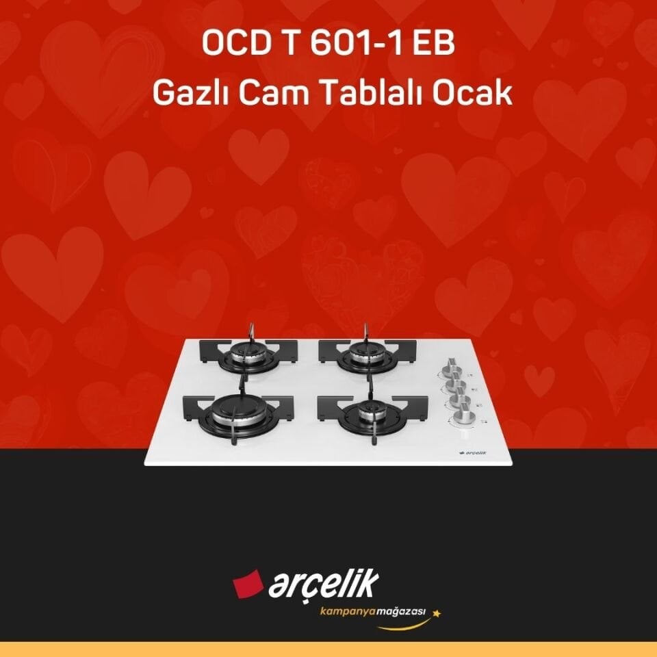 ARÇELİK OCD T 601-1 EB Gazlı Cam Tablalı Ocak