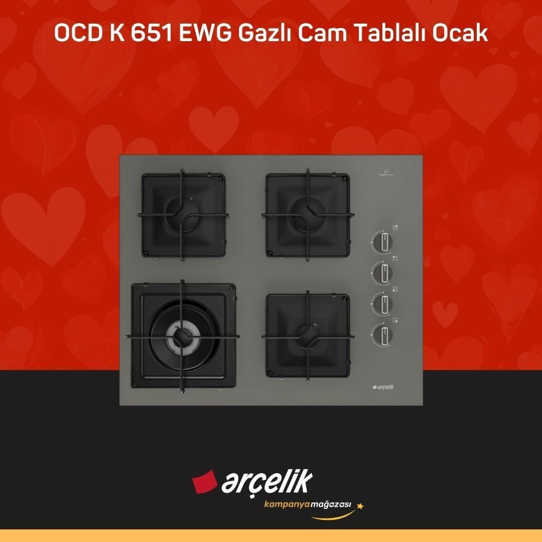 ARÇELİK OCD K 651 EWG Gazlı Cam Tablalı Ocak