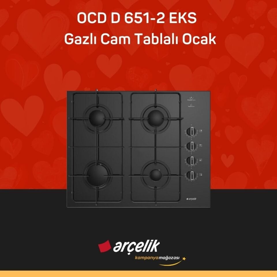 ARÇELİK OCD D 651-2 EKS Gazlı Cam Tablalı Ocak