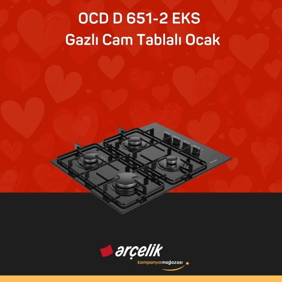 ARÇELİK OCD D 651-2 EKS Gazlı Cam Tablalı Ocak