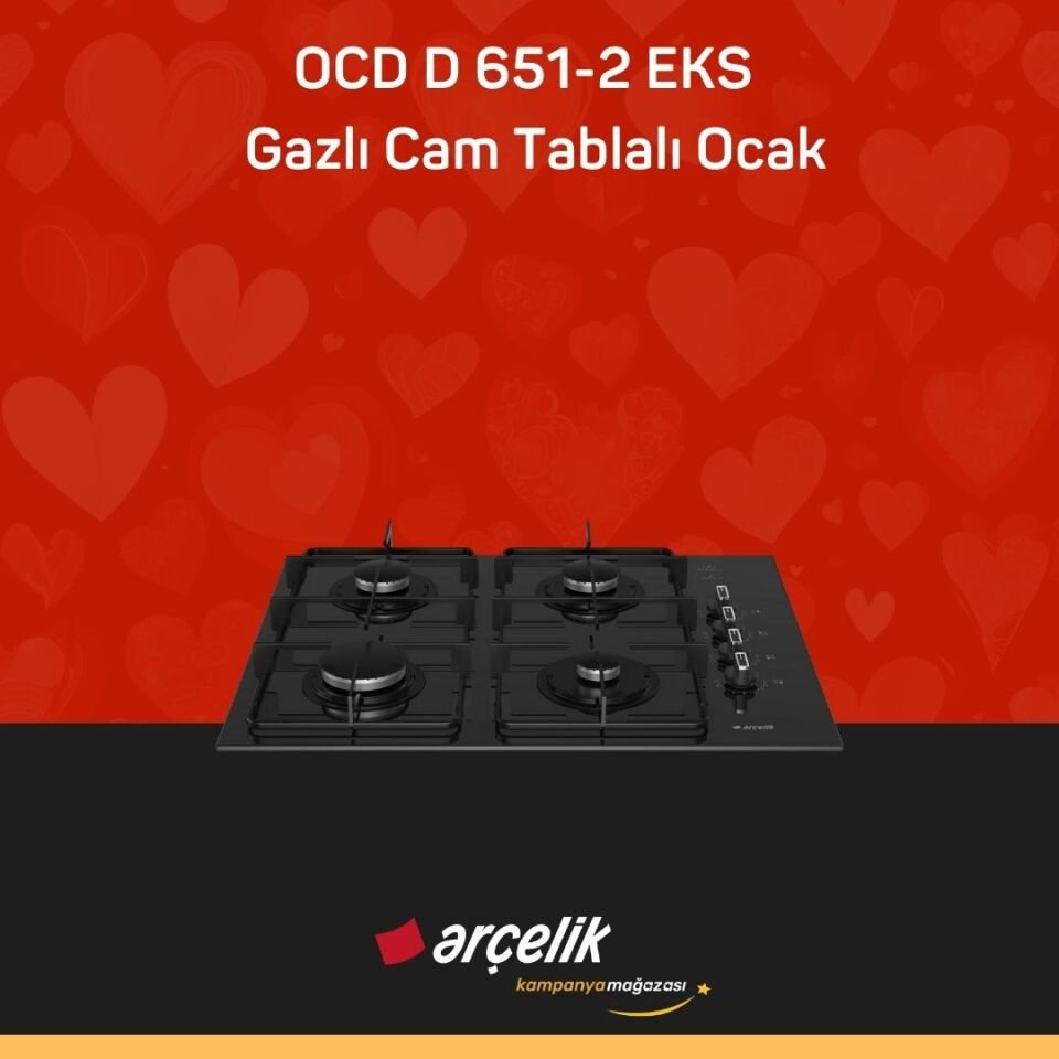ARÇELİK OCD D 651-2 EKS Gazlı Cam Tablalı Ocak