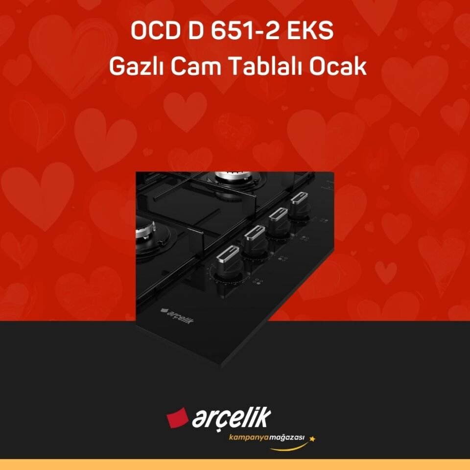 ARÇELİK OCD D 651-2 EKS Gazlı Cam Tablalı Ocak