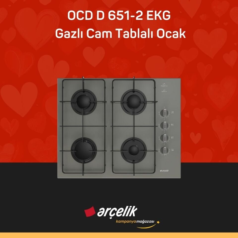 ARÇELİK OCD D 651-2 EKG Gazlı Cam Tablalı Ocak