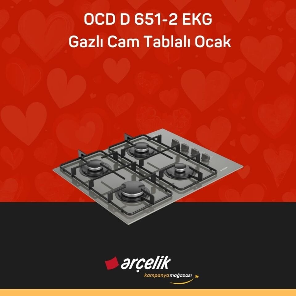 ARÇELİK OCD D 651-2 EKG Gazlı Cam Tablalı Ocak