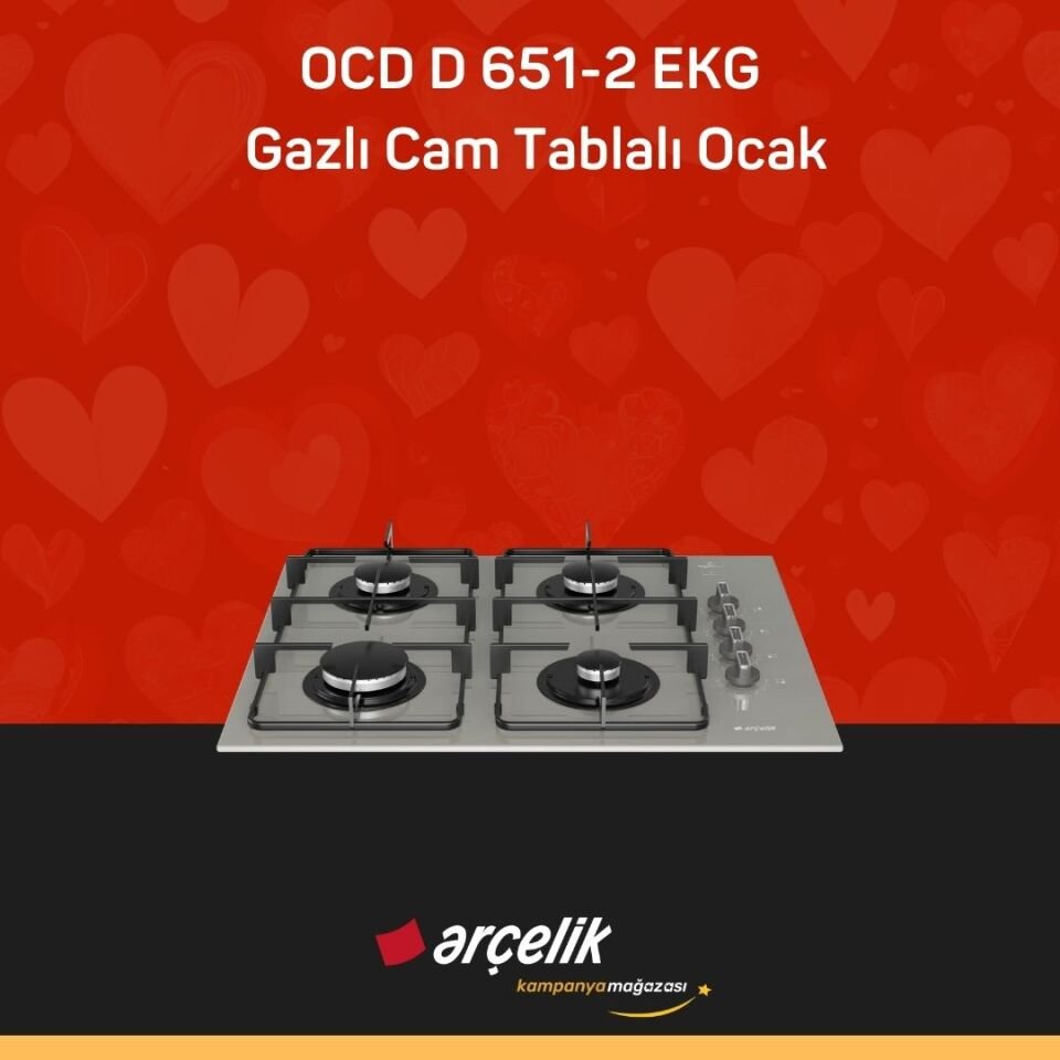 ARÇELİK OCD D 651-2 EKG Gazlı Cam Tablalı Ocak