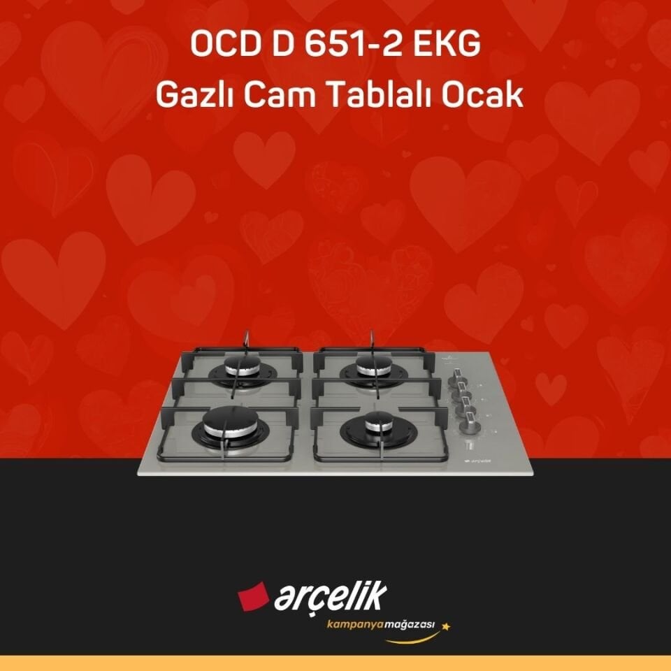ARÇELİK OCD D 651-2 EKG Gazlı Cam Tablalı Ocak
