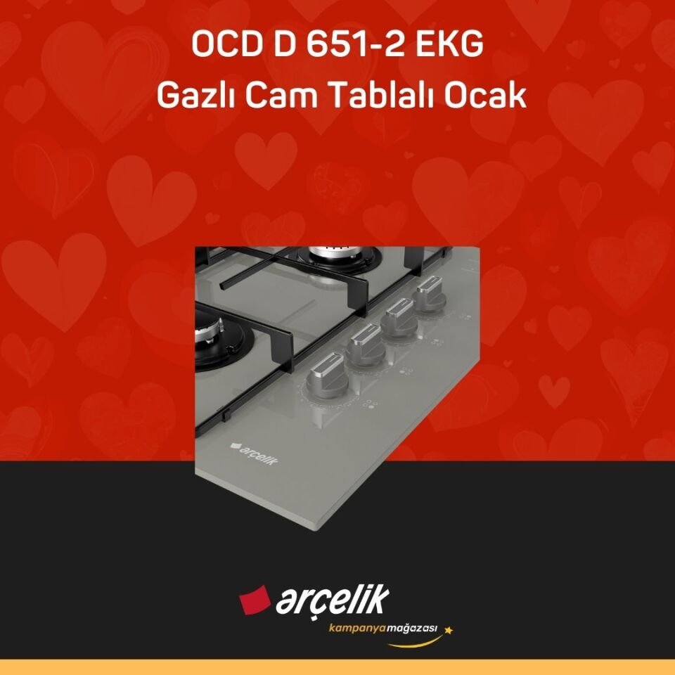 ARÇELİK OCD D 651-2 EKG Gazlı Cam Tablalı Ocak