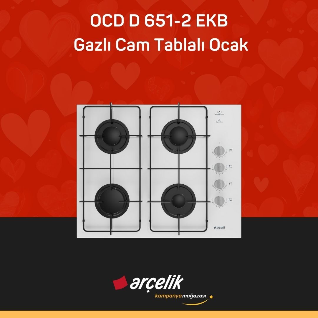 ARÇELİK OCD D 651-2 EKB Gazlı Cam Tablalı Ocak