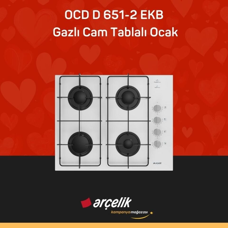 ARÇELİK OCD D 651-2 EKB Gazlı Cam Tablalı Ocak