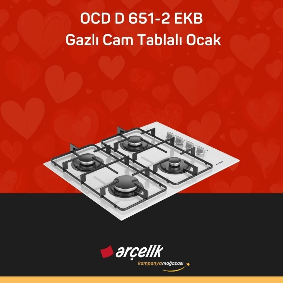 ARÇELİK OCD D 651-2 EKB Gazlı Cam Tablalı Ocak
