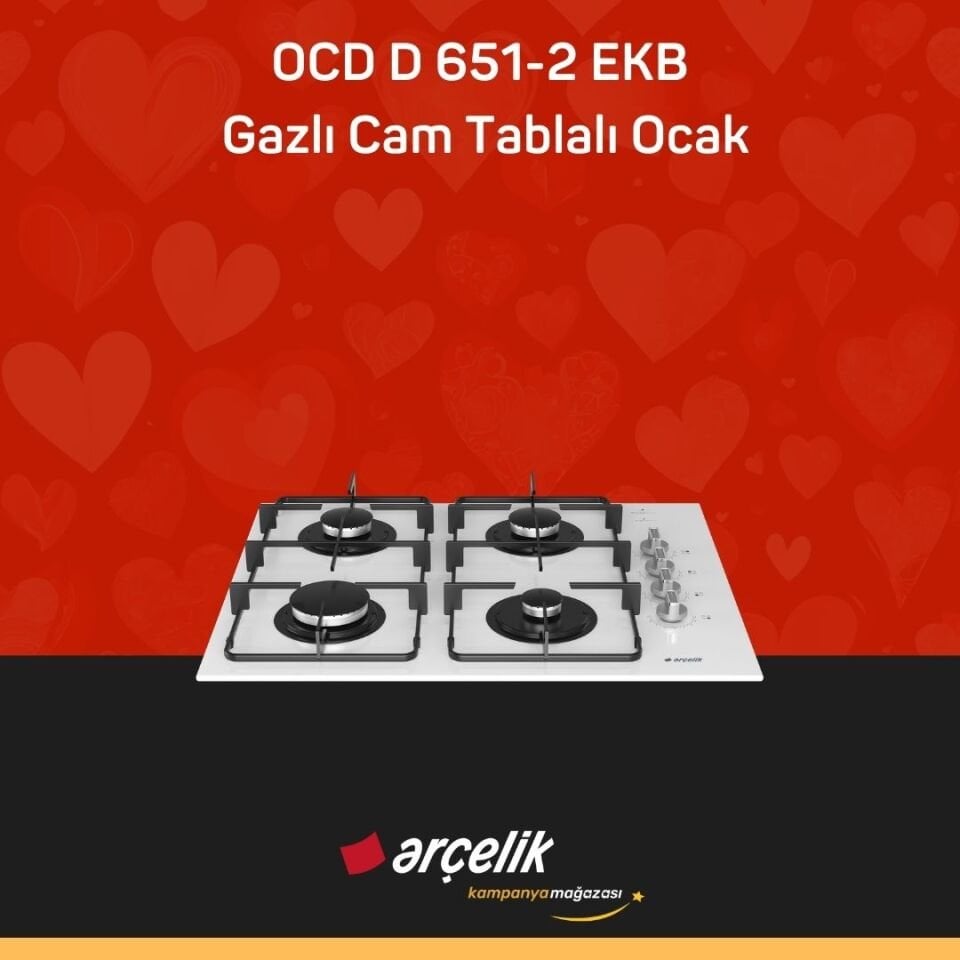 ARÇELİK OCD D 651-2 EKB Gazlı Cam Tablalı Ocak