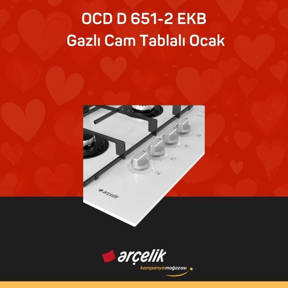 ARÇELİK OCD D 651-2 EKB Gazlı Cam Tablalı Ocak