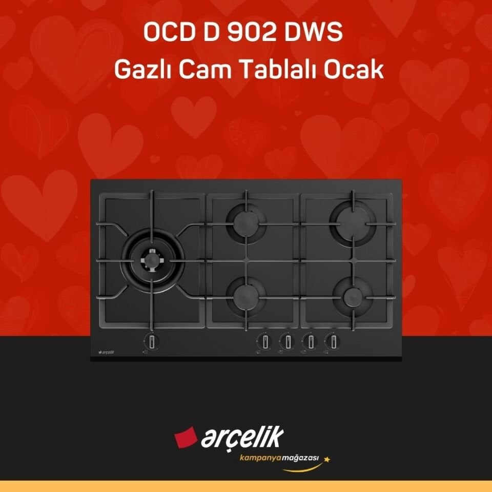 ARÇELİK OCD D 902 DWS Gazlı Cam Tablalı Ocak